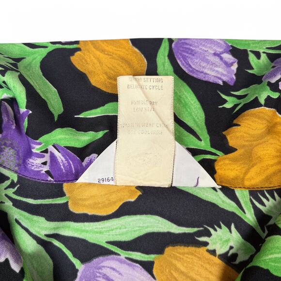 1970s Floral Print Blouse Le Soft Shirt Lady Manhattan Glows in UV Blacklight - Picture 8 of 10